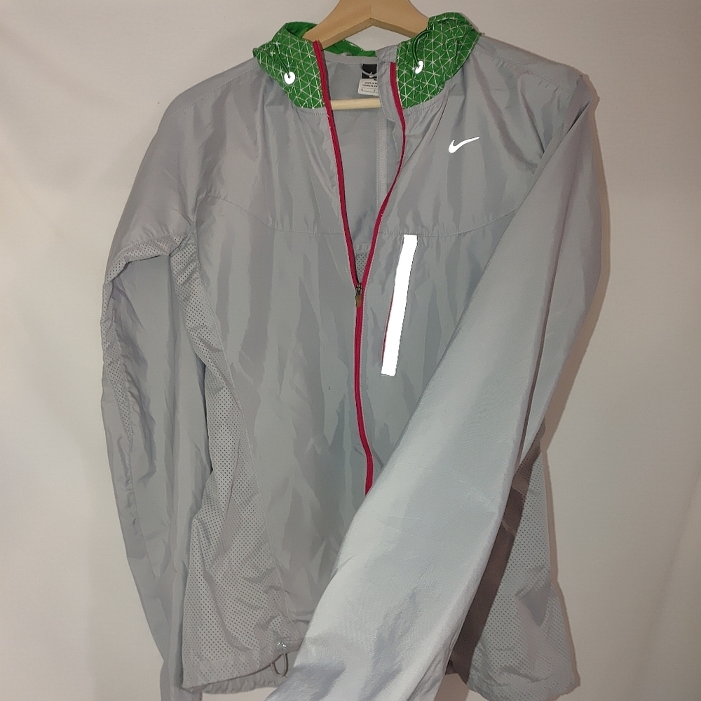 Nike Vapor Mesh Full Zip Running Jacket Gray Green Silver Reflective Size Small - Picture 5 of 9